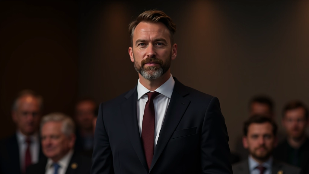 Presentator aan het einde van presentatie, sterke afsluitingshouding, contact met publiek