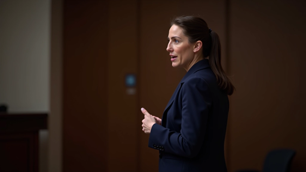 Vrouw spreekt met hand gebaren, dynamische bewegingen, energetische presentatie